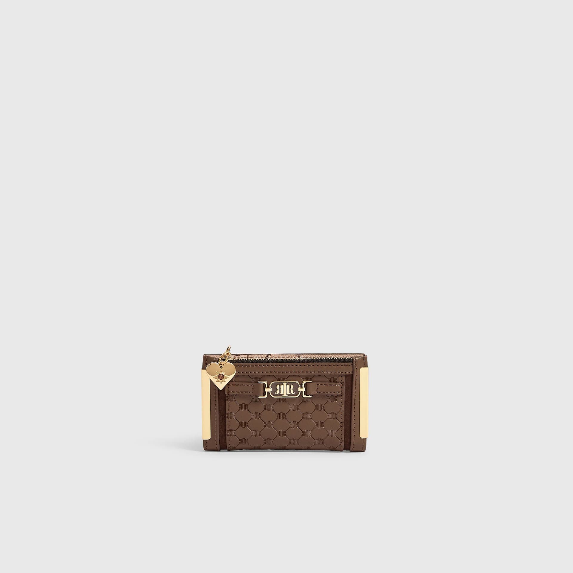 River Island River Island Womens Brown Rir Embossed Mini Foldout Purse