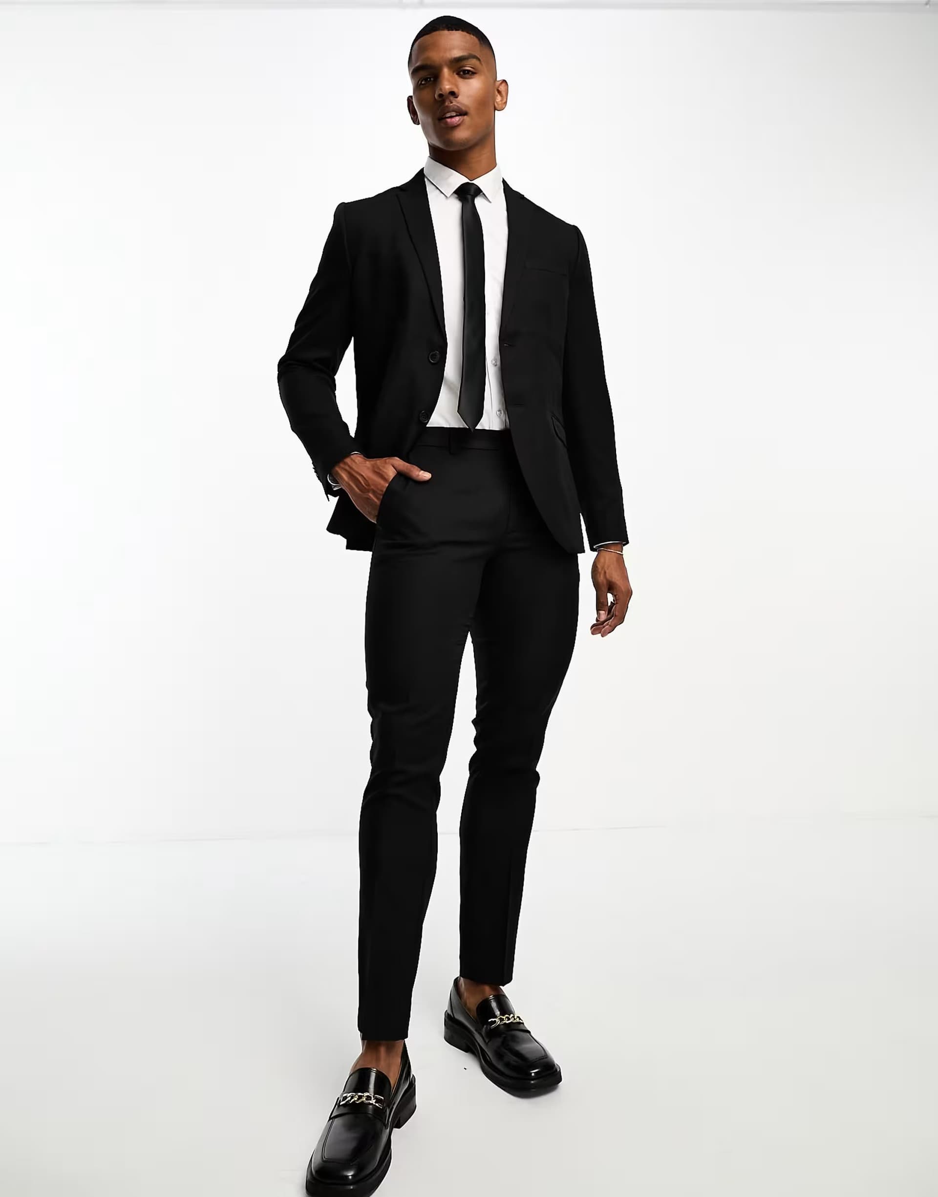 ASOS Jack & Jones suit trousers in slim fit black
