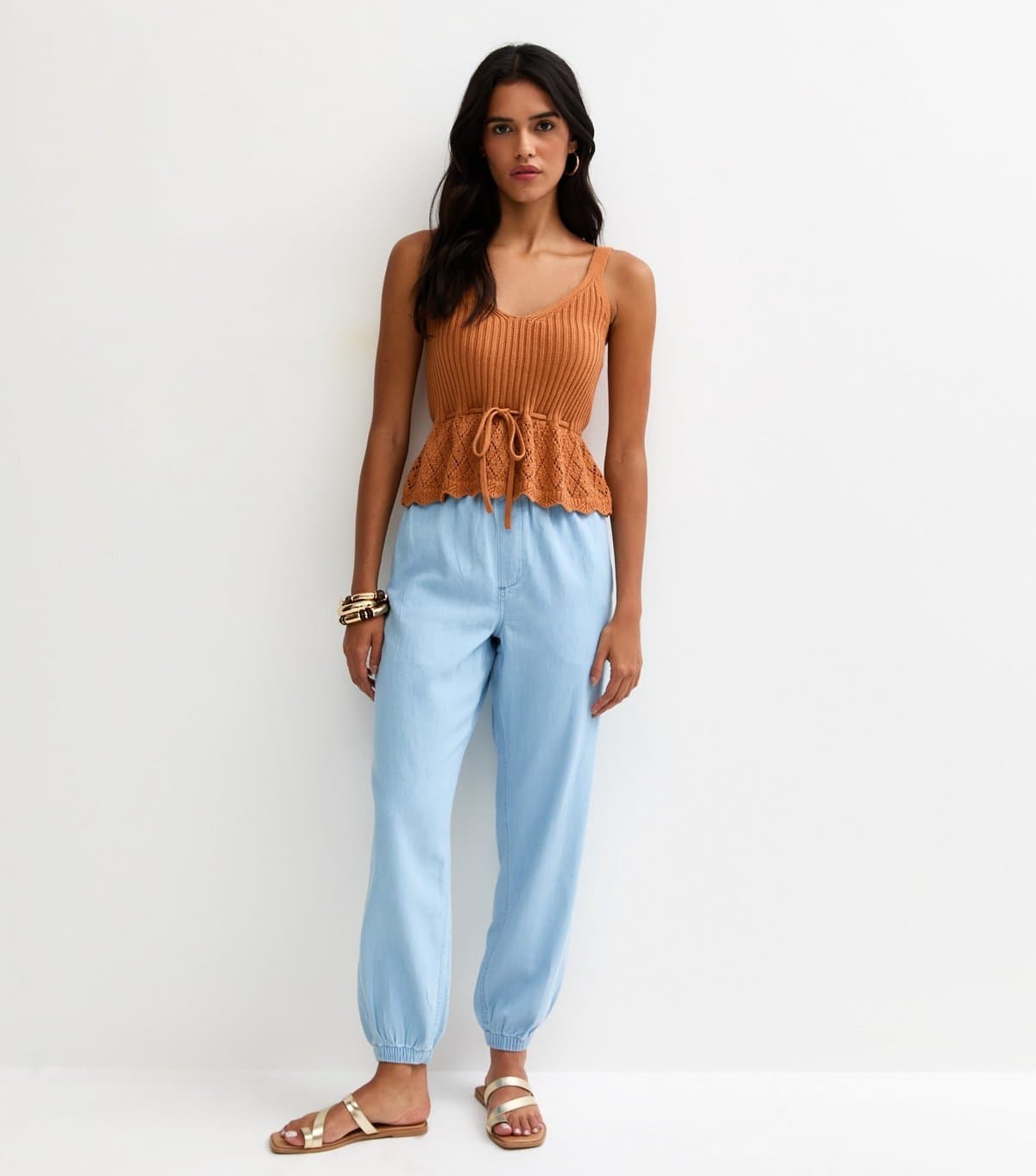 New Look New Look Light Blue Chambray Tapered Trousers