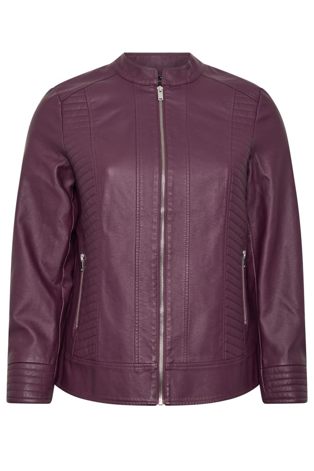 Yours Yours Women's Faux Leather Jacket in Purple - 2