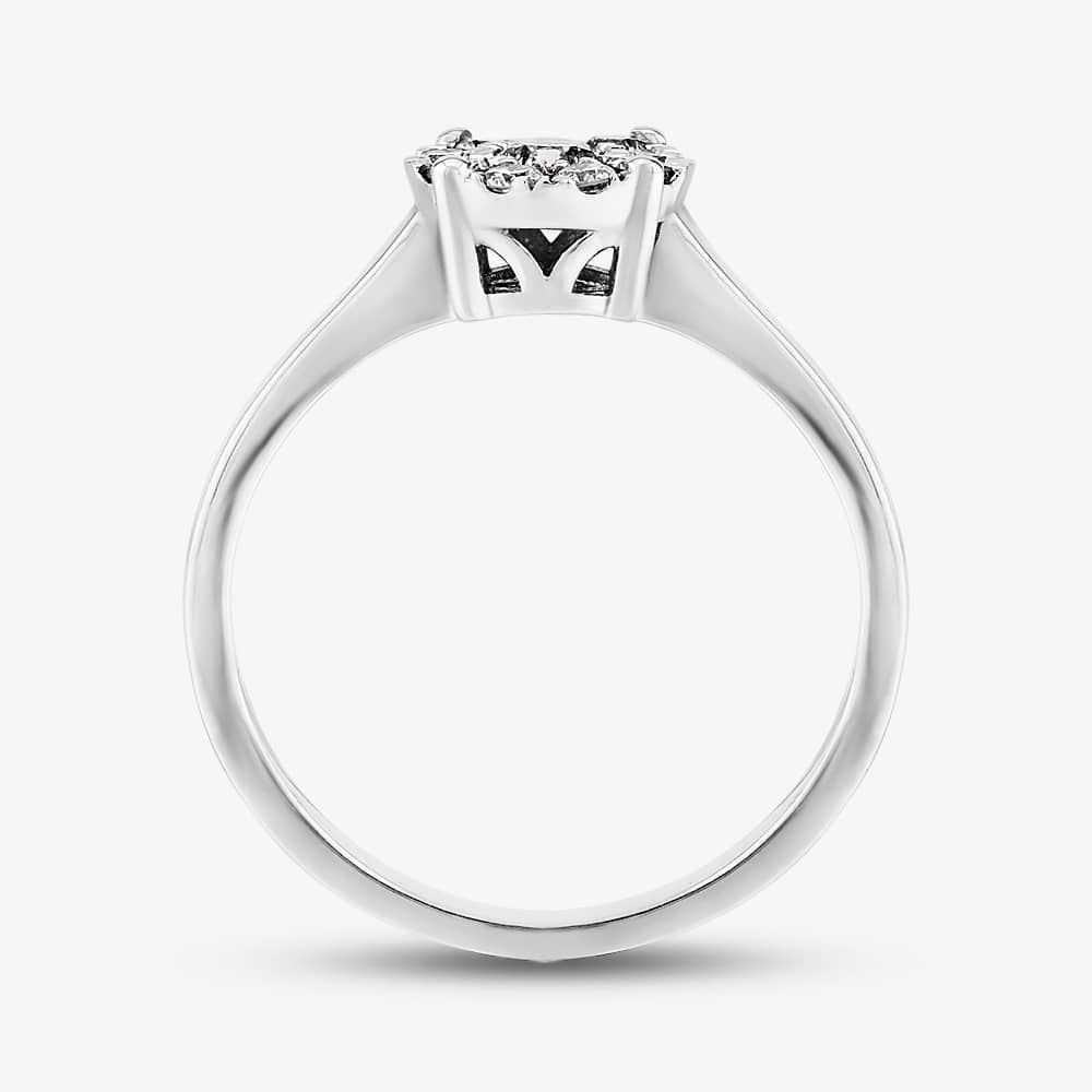 T.H.Baker T.H.Baker Women's 9ct White Gold 0.50ct Diamond Halo Cluster Ring in Silver - 3