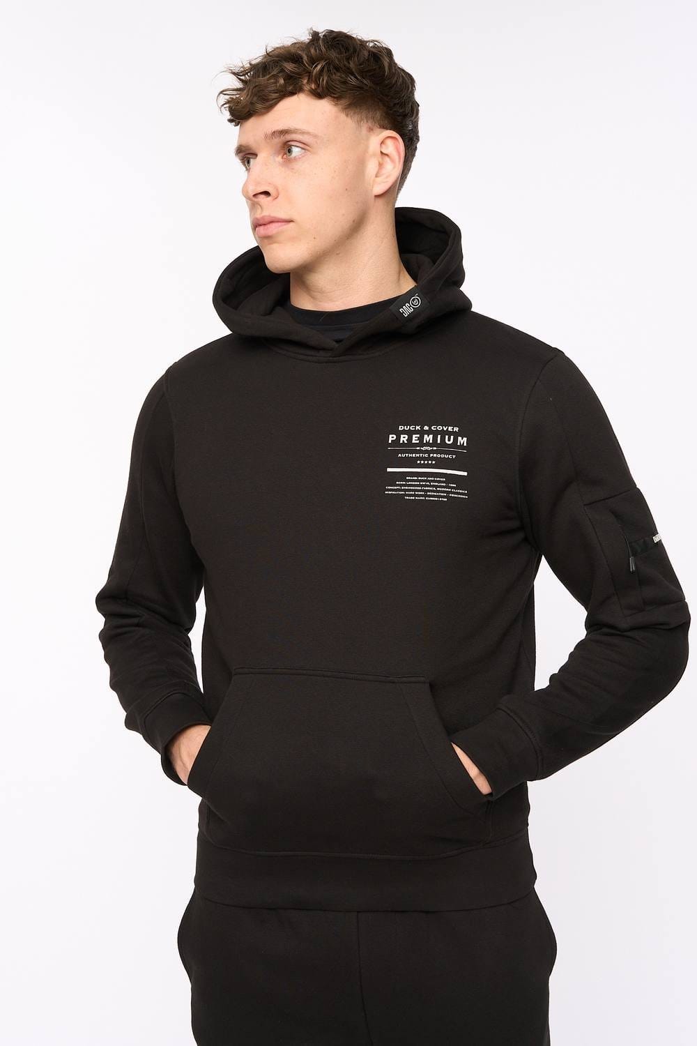 Duck and Cover Duck and Cover Men's Rayland Functional Hoodie with Mixed Media Print in Black - 4