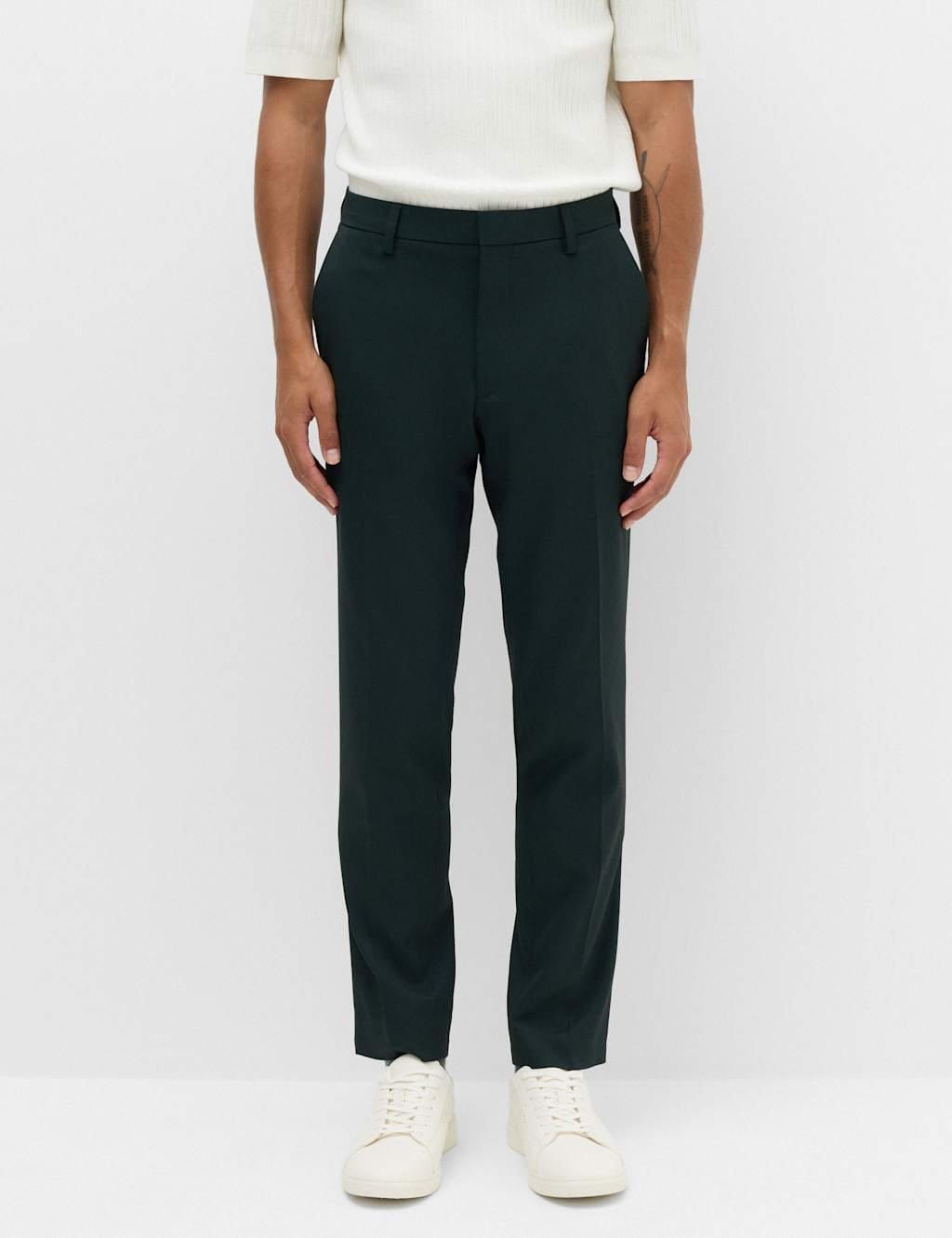 M&S Dark Evergreen Smart Stretch Slim Fit Trousers