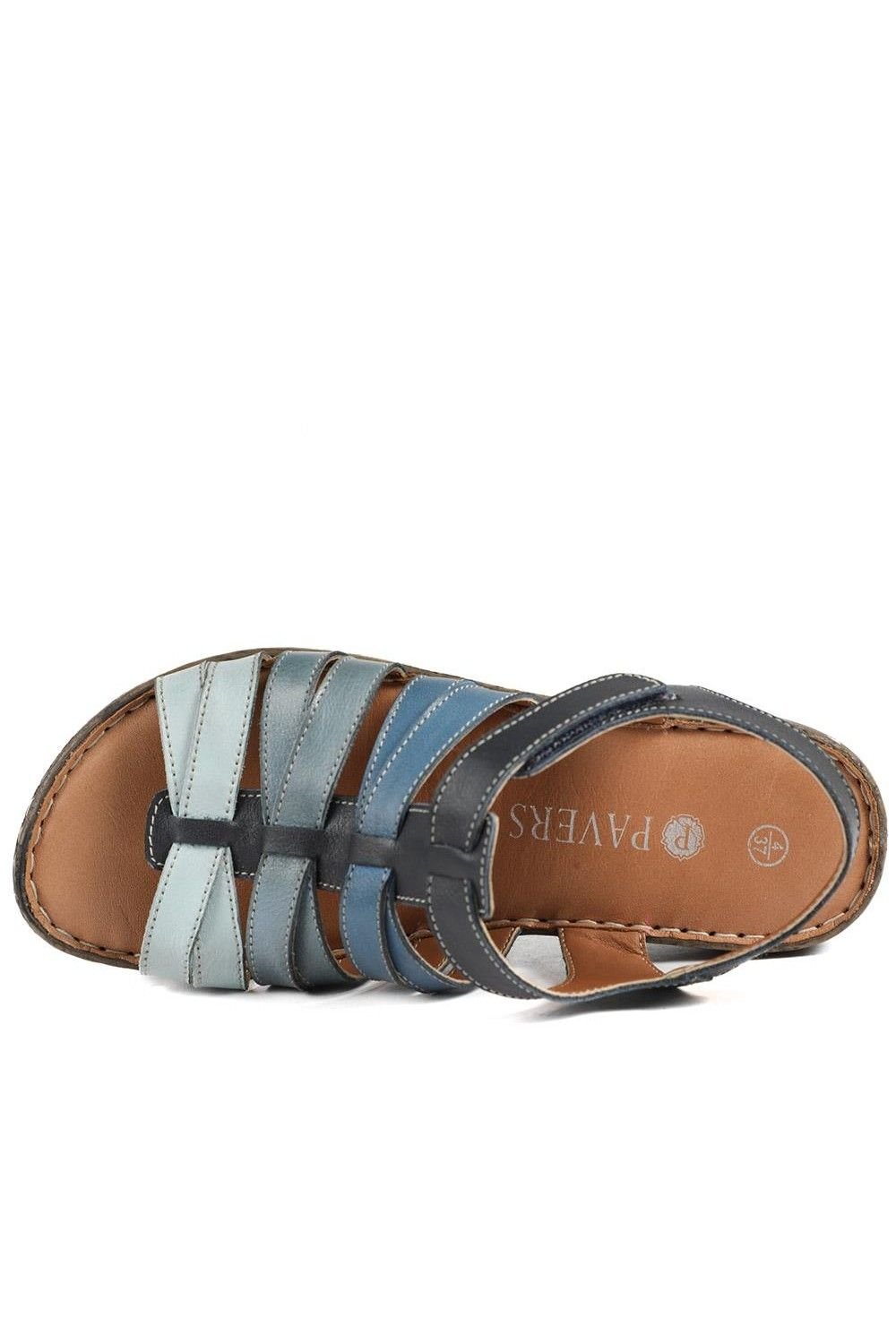 Pavers Pavers Women's Premium Leather Adjustable Fasten Sandals in Navy - 4