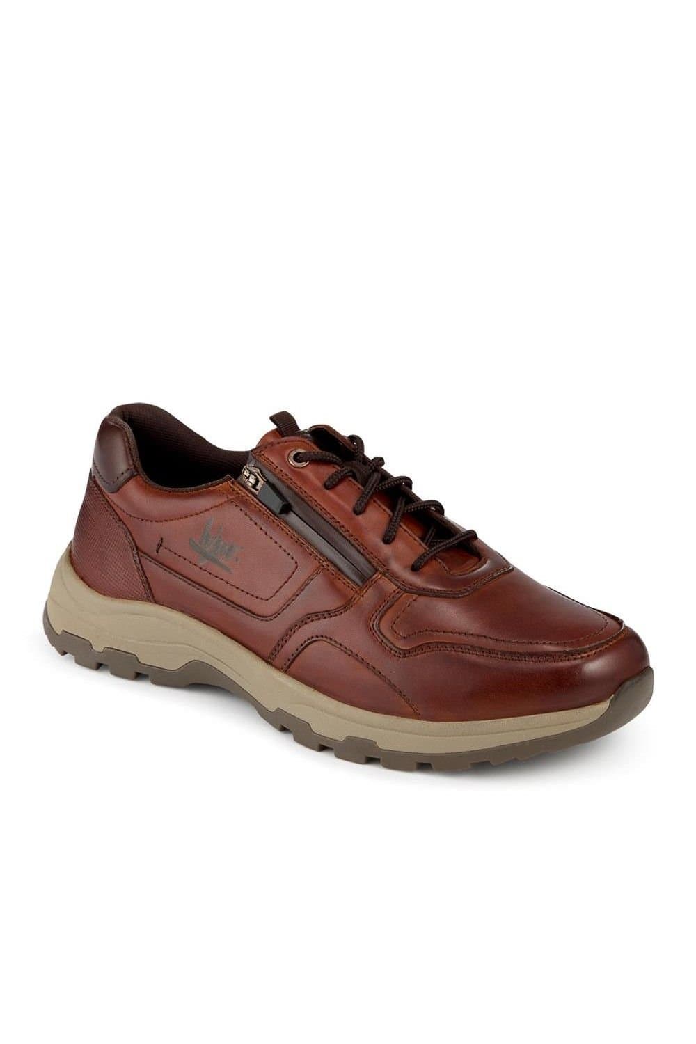 Easyfit Easyfit Men's Extra Wide Zip & Lace Casual Shoes in Brown