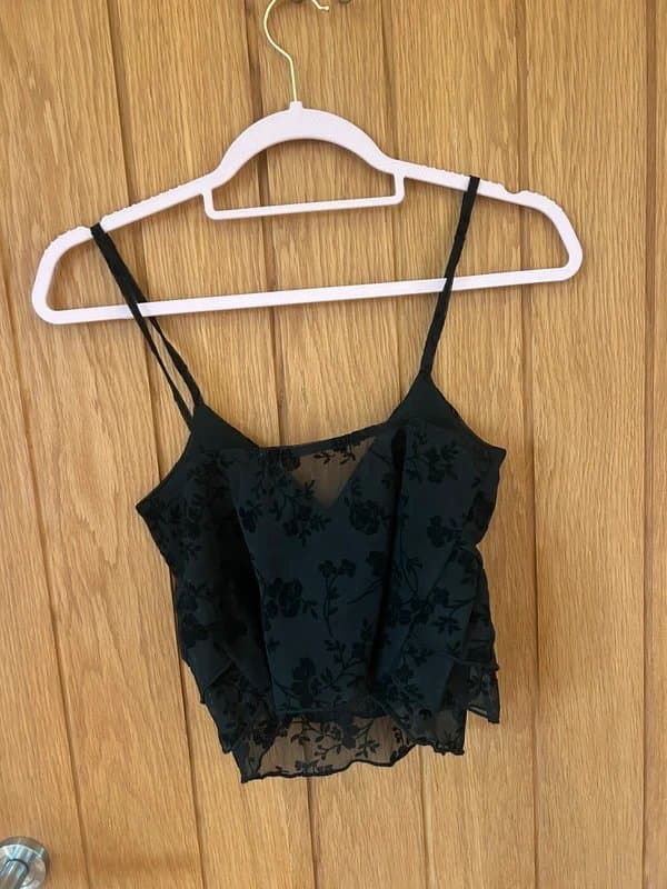 ASOS ASOS black floral ruffle cami top
