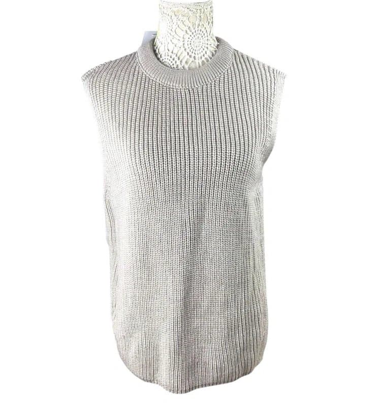 New Look New Look Greige Knit Vest Top Tapard Jumper Relaxed Fit Women’s UK Size S
