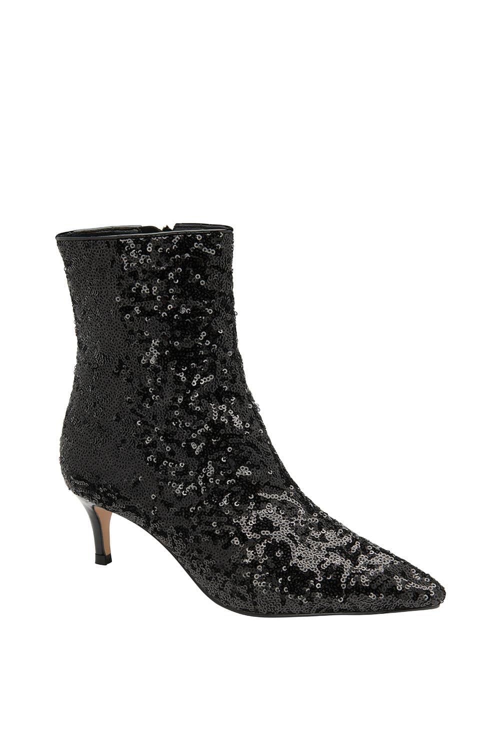 Ravel Ravel Black Sequin Kitten Heel Ankle Boots