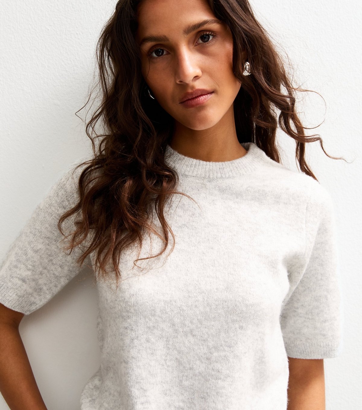 New Look Women's Light Grey Short Sleeve Midweight Knit T-Shirt New Look - 2