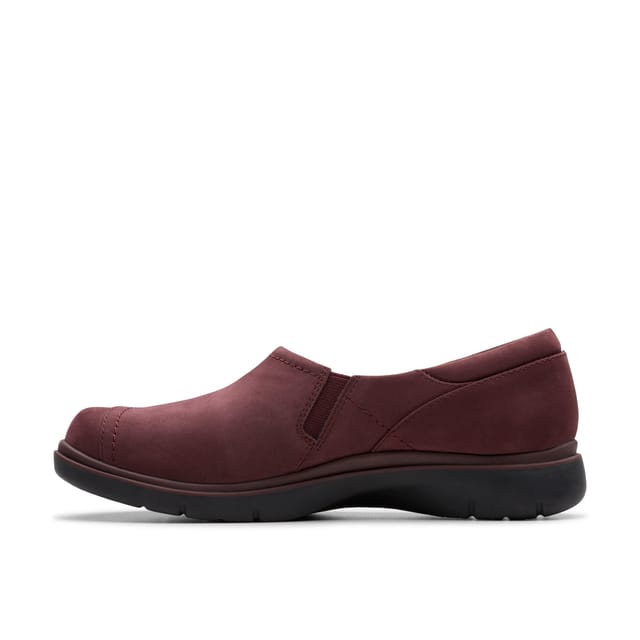Clarks Clarks Women's Certina Ease Wine Nubuck Slip Ons in Red - 2