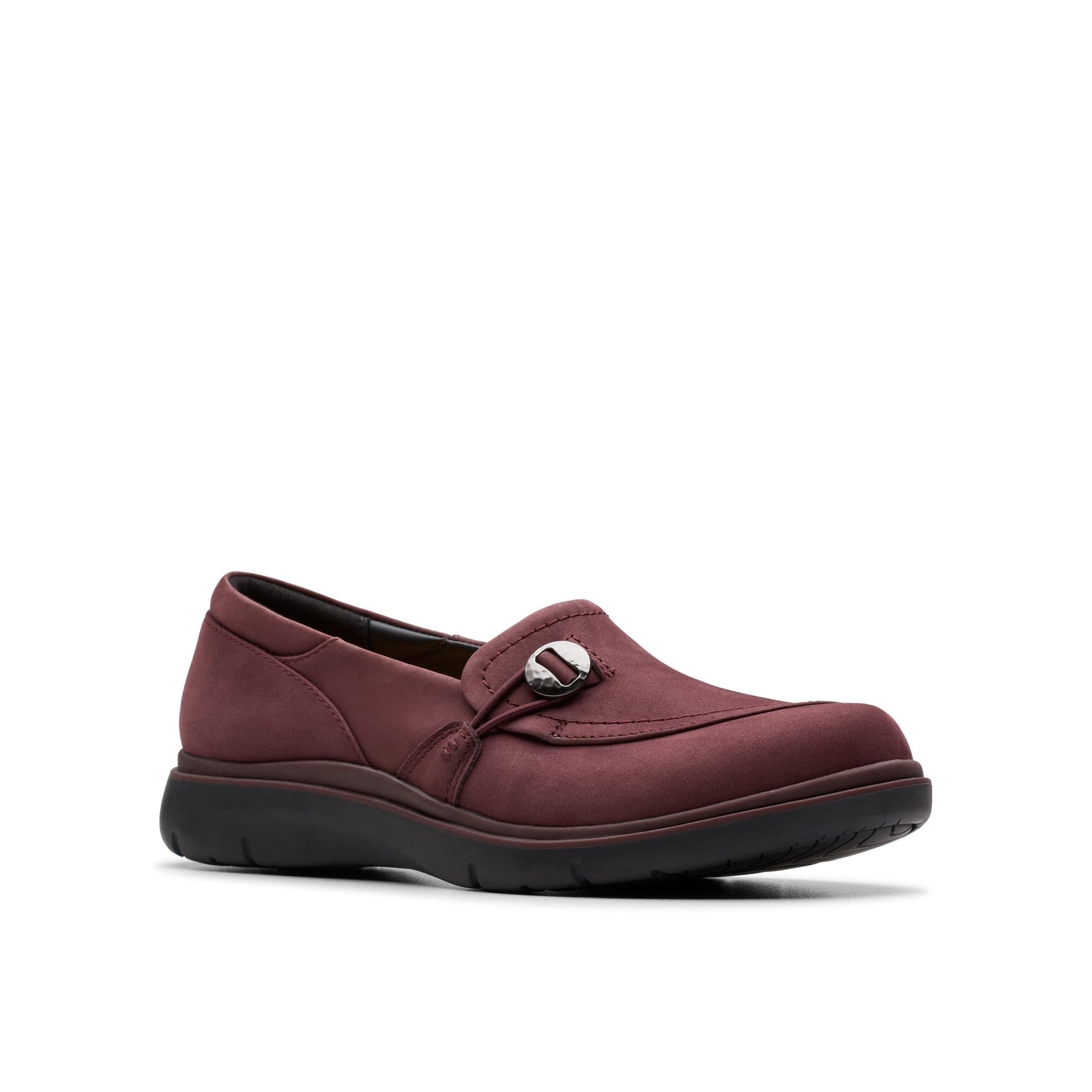 Clarks Clarks Women's Certina Ease Wine Nubuck Slip Ons in Red - 4