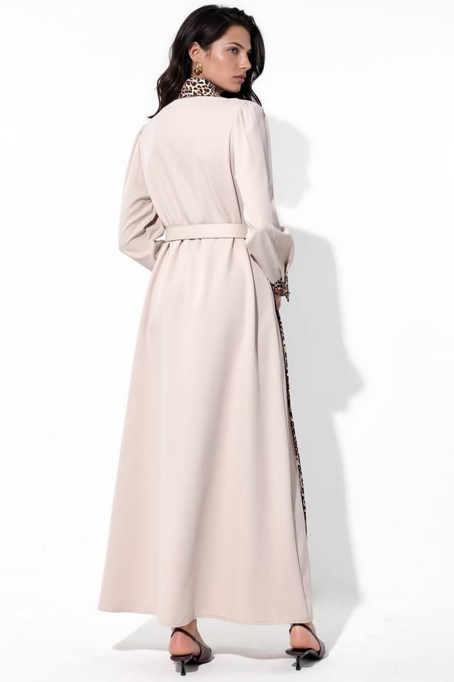 MSN Collection MSN Collection Women's Leopard Print Maxi Shirt Dress in Beige - 3
