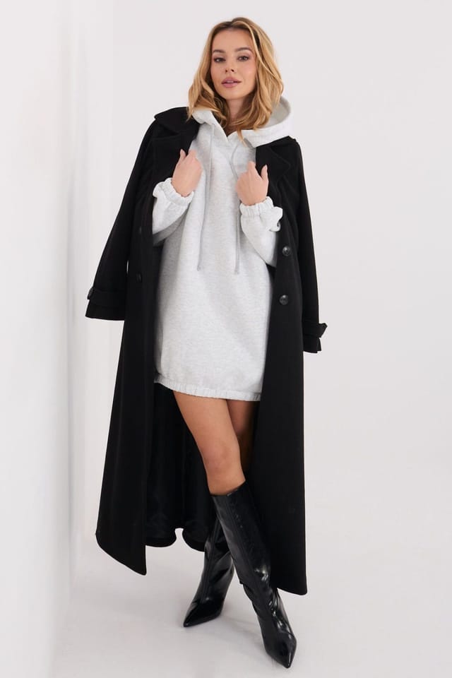 Love Lace Love Lace Women's Oversized Cotton Sweatshirt Hoodie Dress in Grey - 2