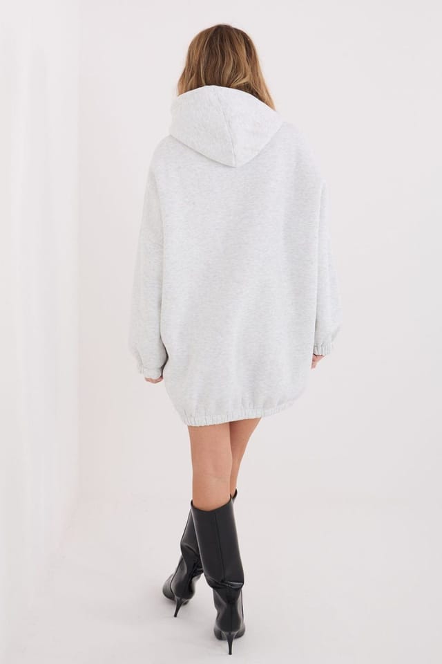 Love Lace Love Lace Women's Oversized Cotton Sweatshirt Hoodie Dress in Grey - 3