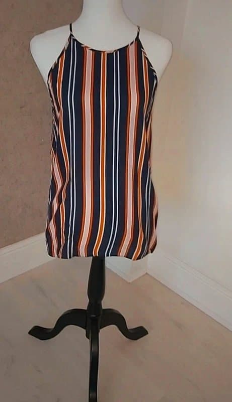 Miss Selfridge Miss selfridge asos navy orange stripes halter vest cami long summer sleeveless top 12 casual dressy
