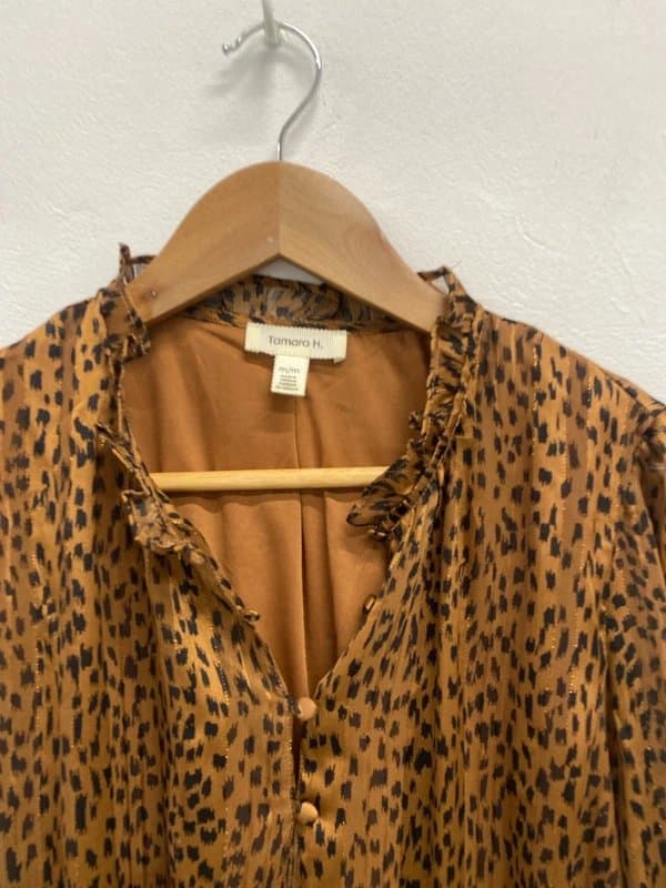 Tamara H. Gorgeous Tamara.H brown leopard blouse metallic thread uk m AW001
