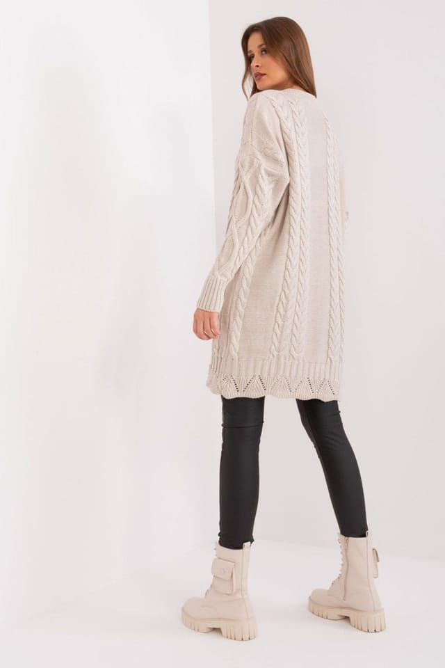 Love Lace Love Lace Women's Textured Long Sleeve Casual Midi Dress in Beige - 3