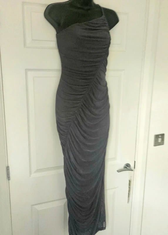 ASOS Design Asos Design Charcoal Grey Ruched Mesh Maxi Dress BNWT