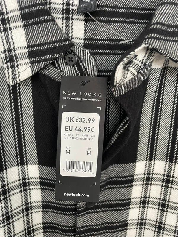 New Look Checked shirt black and white New Look men’s shirt size M