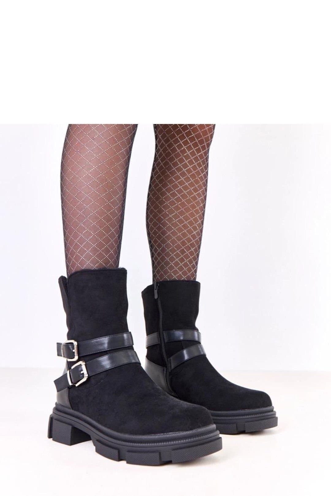 Love Lace Love Lace Women's Insulated Ankle Boots Soft Suede Zipper Buckle Comfort Low Heel in Black