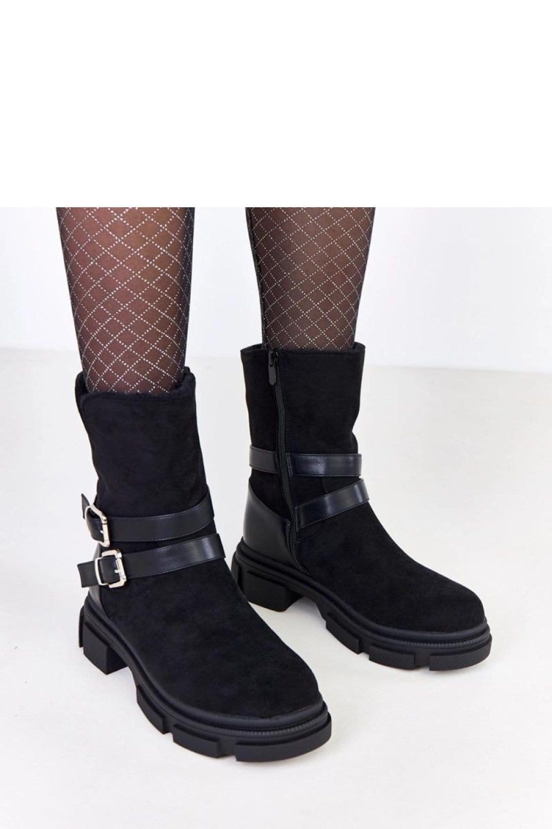 Love Lace Love Lace Women's Insulated Ankle Boots Soft Suede Zipper Buckle Comfort Low Heel in Black - 4