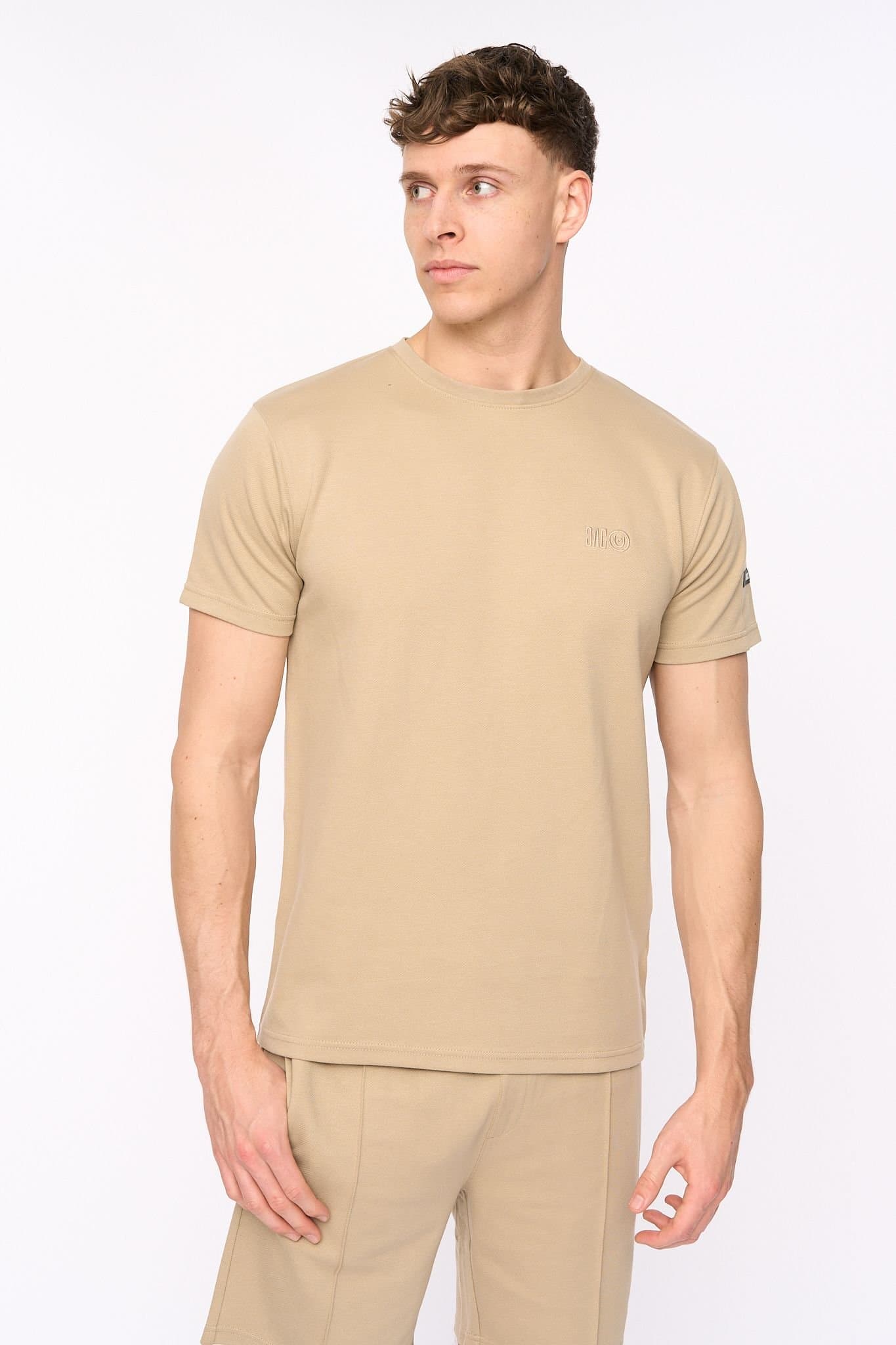 Duck&Cover Duck&Cover Men's Sherborn Textured Crew Neck T-Shirt with Embroidery in Stone