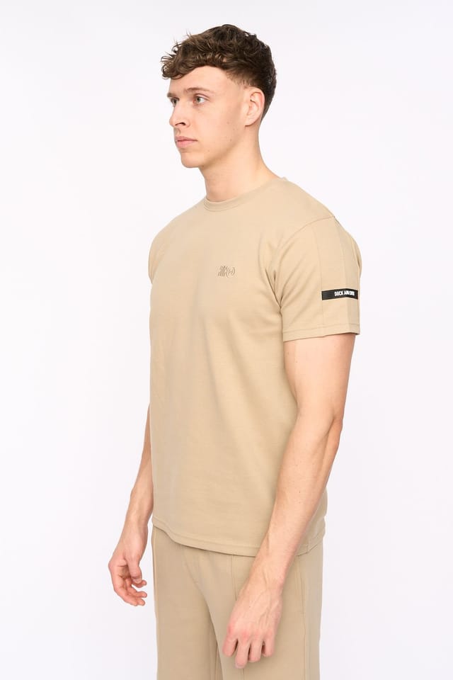 Duck&Cover Duck&Cover Men's Sherborn Textured Crew Neck T-Shirt with Embroidery in Stone - 2