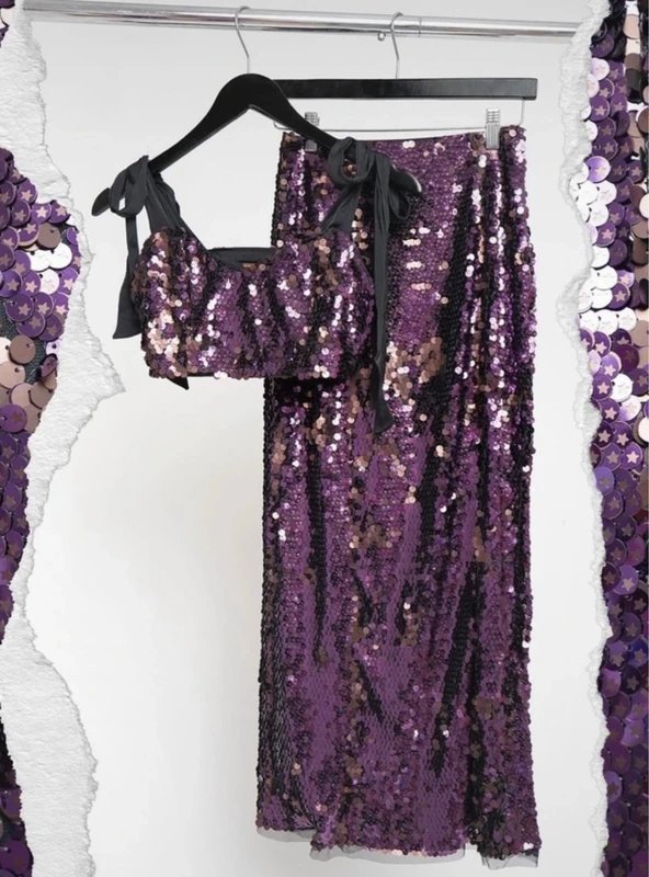 Free People NEW (no tags) Free People Sequin Skirt + Top - stunning - NYE outfit - S : UK 8/10 - 1