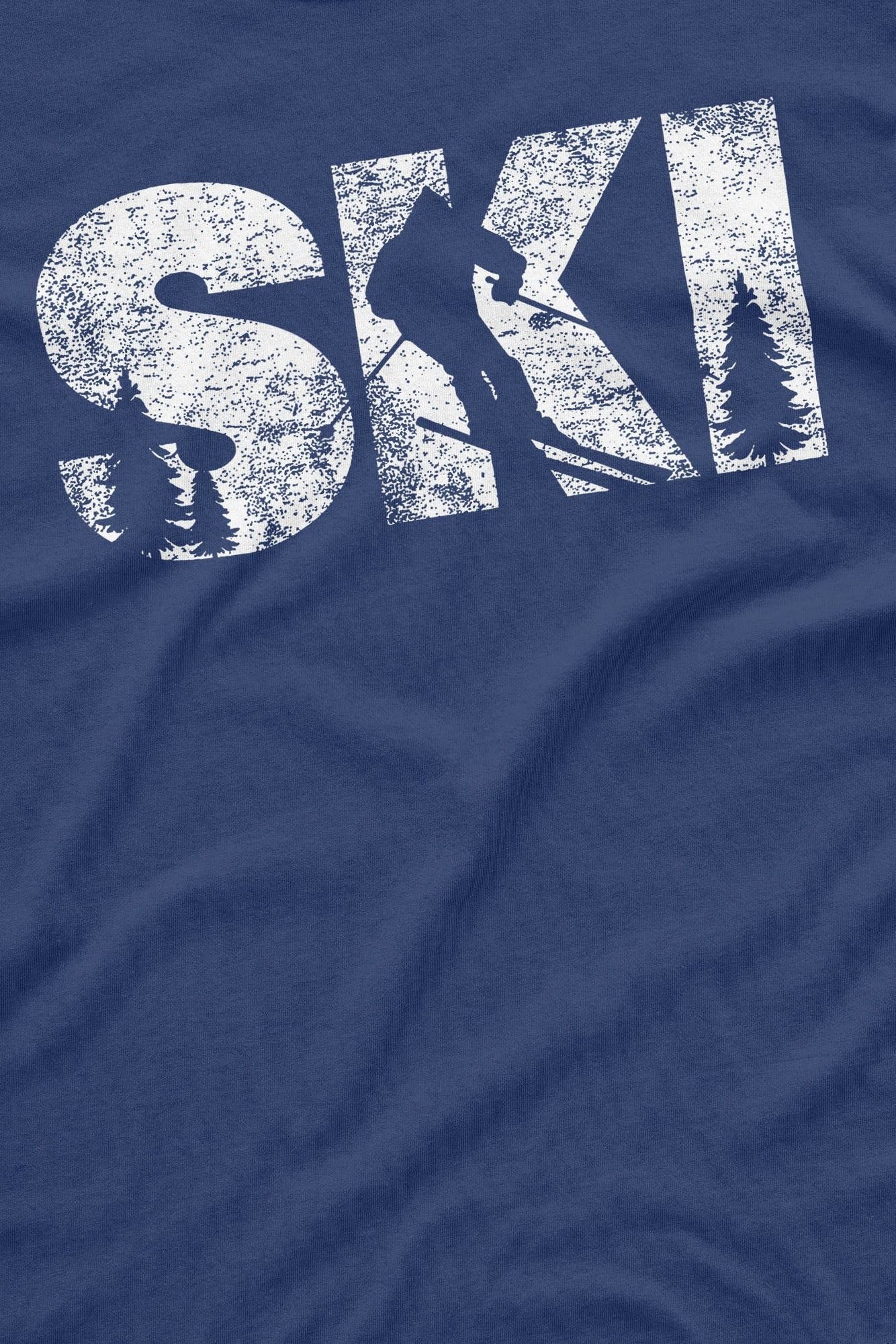 Bad Zebedee Bad Zebedee Men's Ski Slogan T-Shirt in Navy - 2