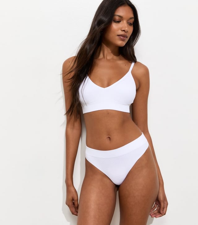 New Look Women's White Ribbed Seamless Thong New Look - 3