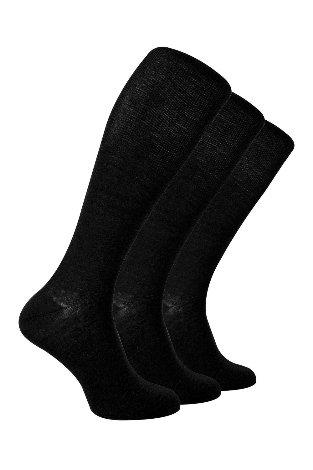 Steven Steven Men's 3 Pairs Knee High Soft Breathable Merino Wool Socks in Black - 2