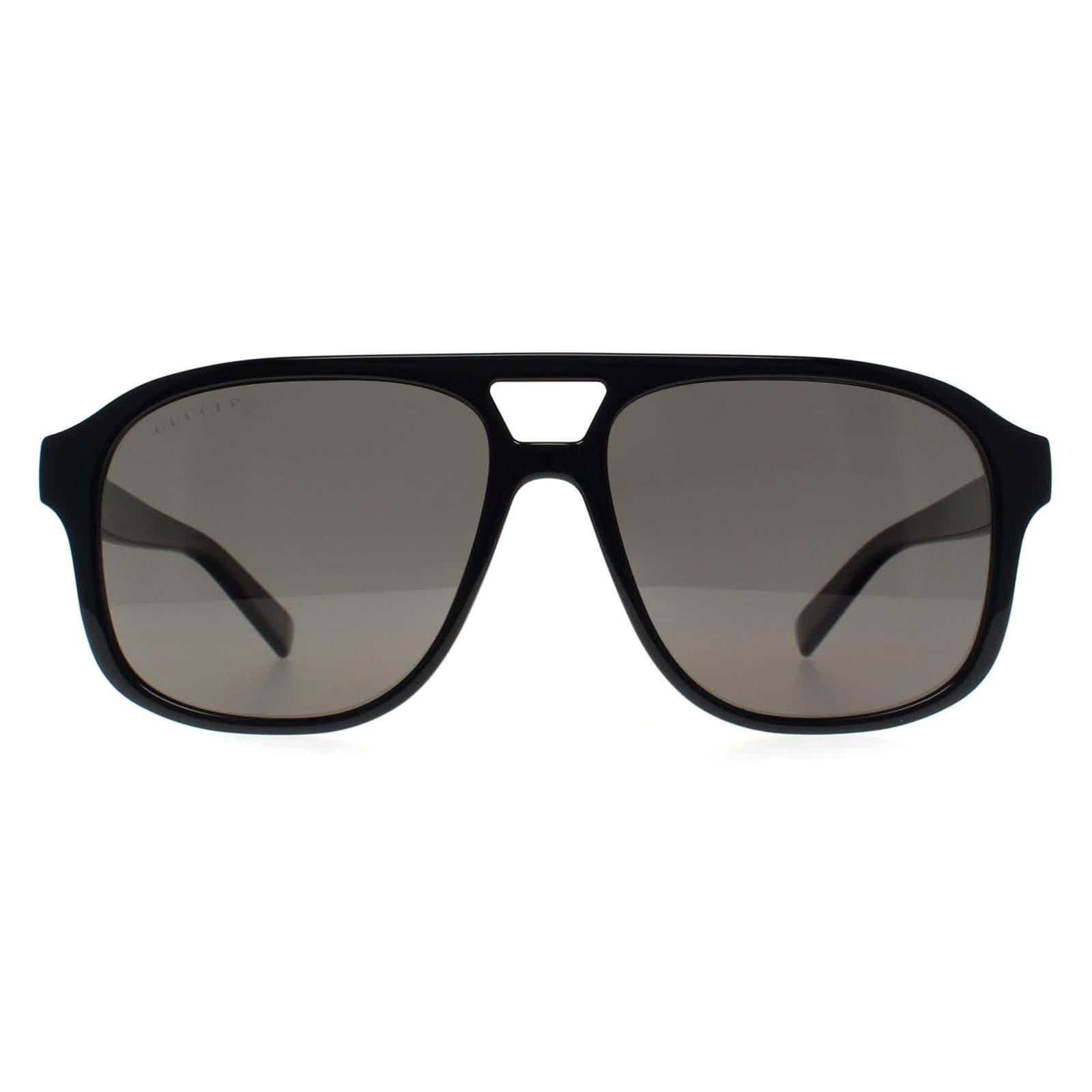 Gucci Gucci Men's Aviator Shiny Black Grey Polarized GG1856S