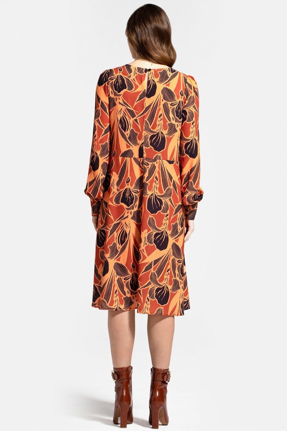 Hot Squash Hot Squash Women's Chiffon Loose Dress with V Neck in Brown - 3