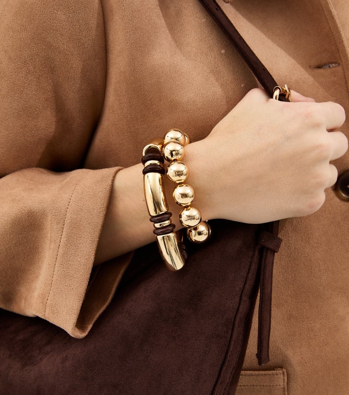 New Look Pack of 2 Gold Tone Beaded Stretch Bracelets New Look