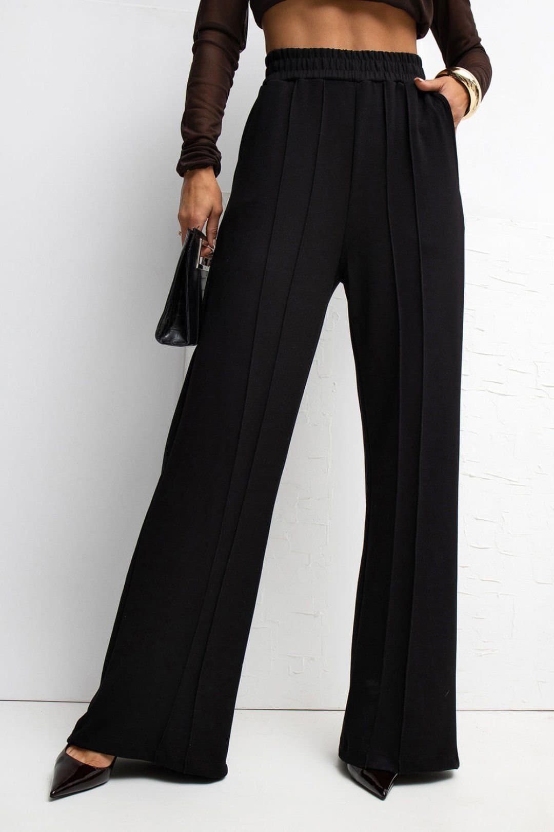 Love Lace Love Lace Women's Buttery Soft Wide Leg Tracksuit Trousers in Black