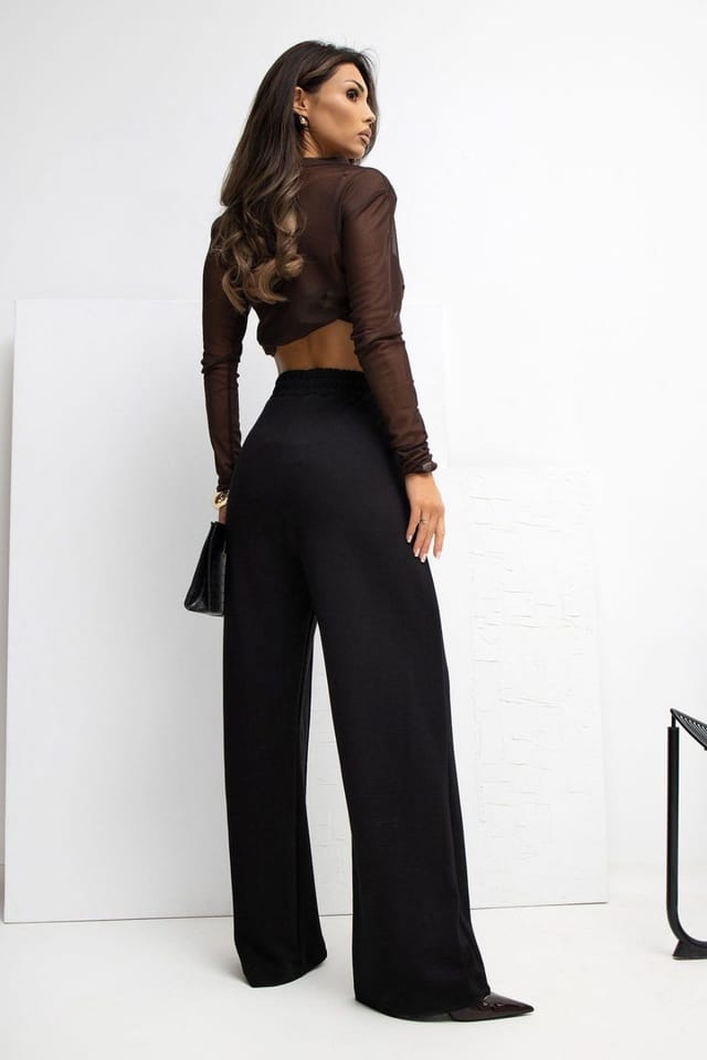 Love Lace Love Lace Women's Buttery Soft Wide Leg Tracksuit Trousers in Black - 3