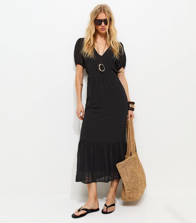 New Look Women's Black Checked Button Through Midi Dress New Look - 2