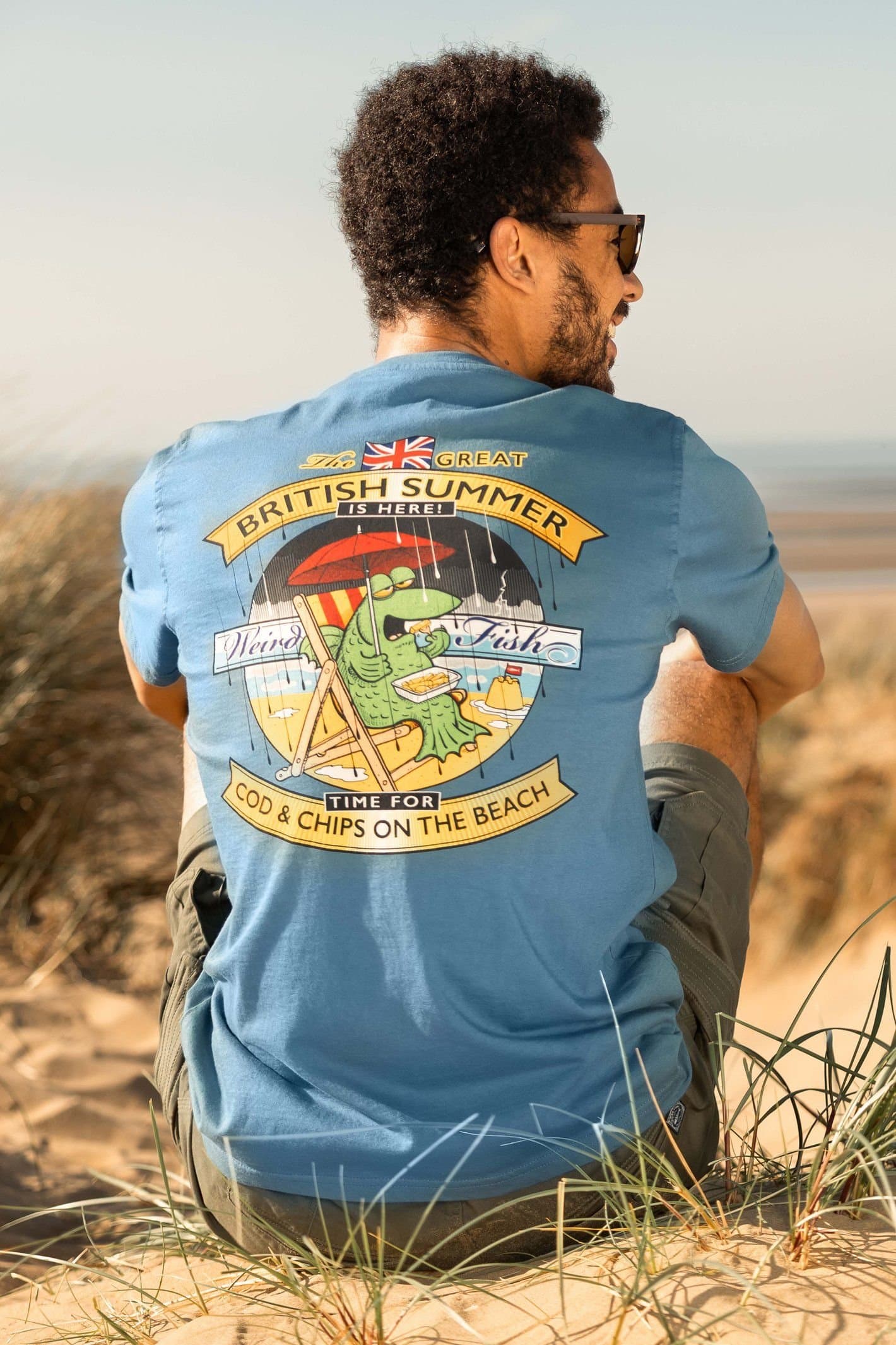 Weird Fish Weird Fish Men's Cod & Chips Artist T-Shirt in Mid Blue