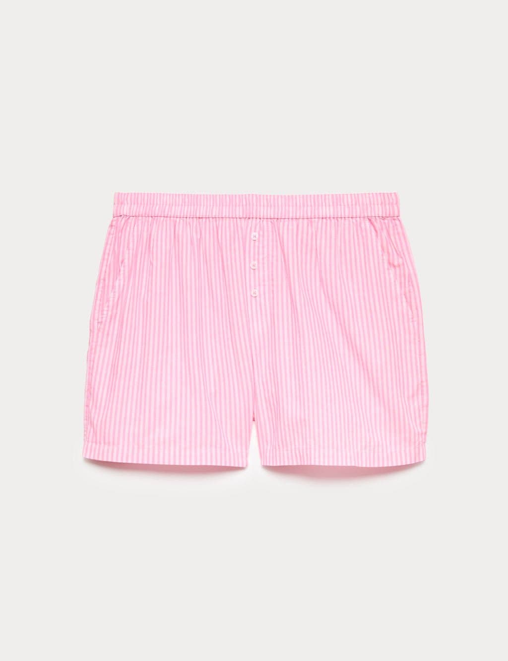 Marks & Spencer M&S Pure Cotton Striped Pyjama Shorts Medium Rose