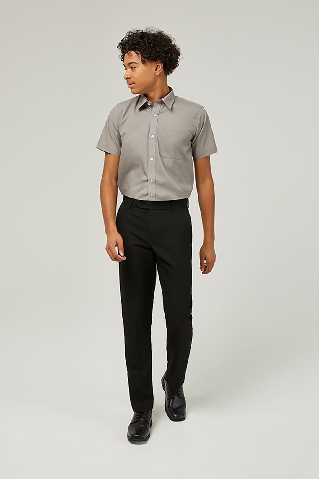 TRUTEX TRUTEX Men's 2 Pack Short Sleeve Non-Iron Boys' School Shirts in Grey