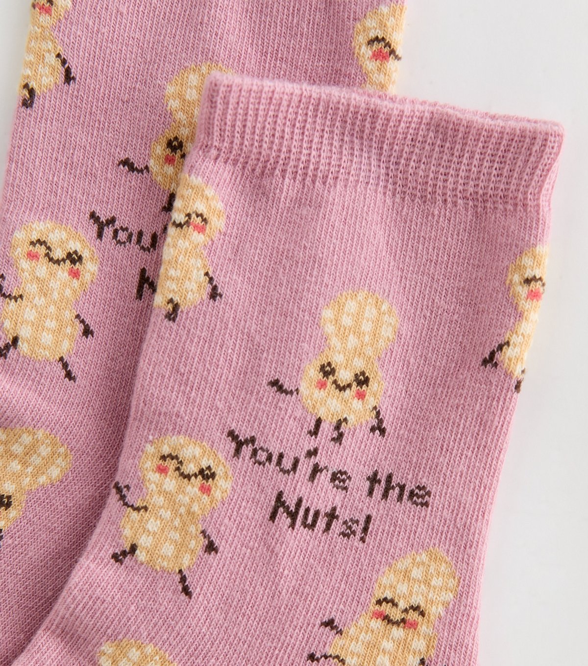 New Look Light Pink You're the Nuts Peanut Patterned Ankle Socks New Look - 2