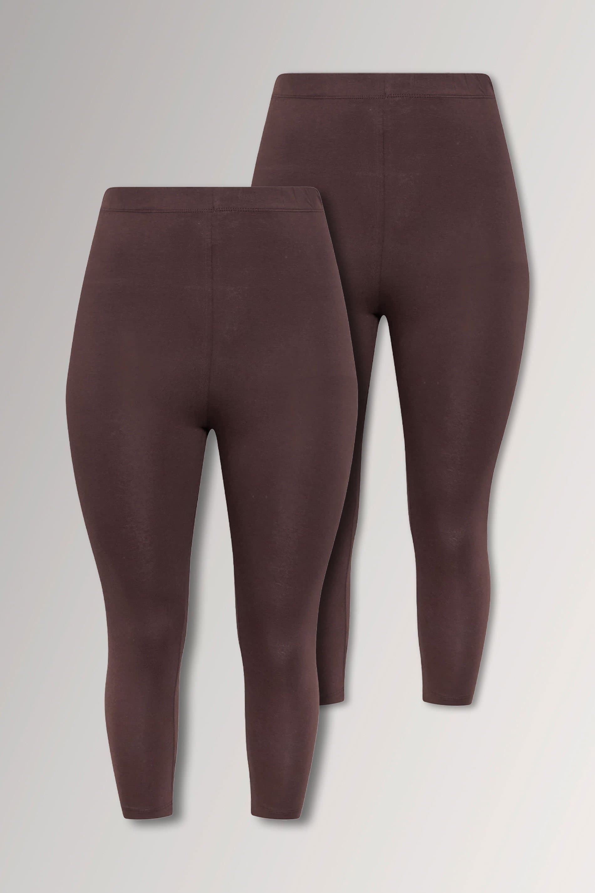 Yours 2 Pack Plus Size Chocolate Brown Cropped Leggings