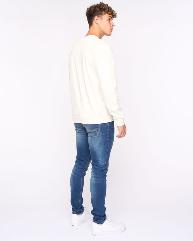 Bewley&Ritch Bewley&Ritch Yardley Men's Crew Neck Sweatshirt - Soft Fleece-Back Inner for Extra Warmth in Off-White - 3