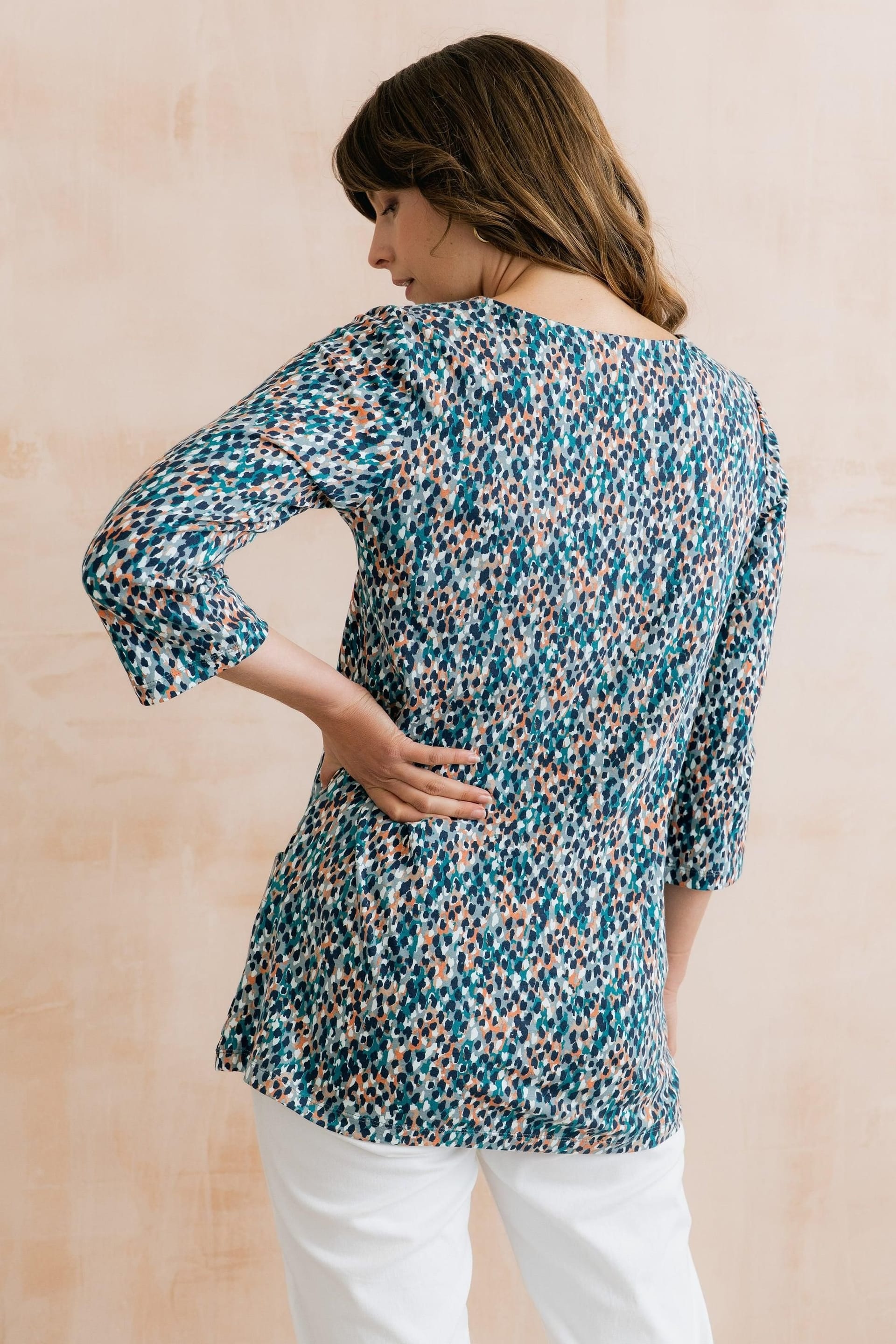 Lily & Me Lily & Me Women's Maple Jersey Print Tunic in Teal - 4