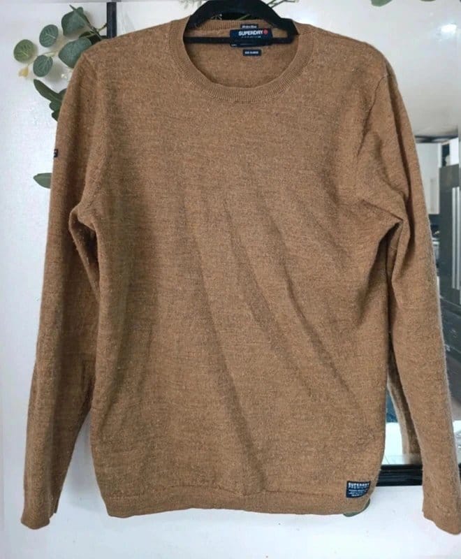 Superdry Brown Merino Wool Crew Neck Knit XL