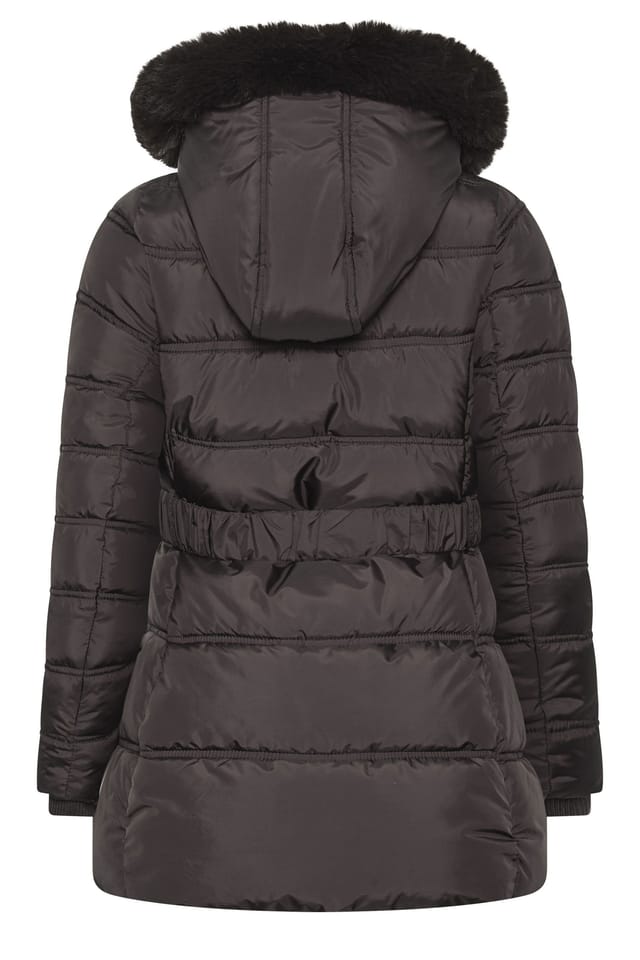 M&Co M&Co Women's Belted Faux Fur Trim Coat in Chocolate - 3