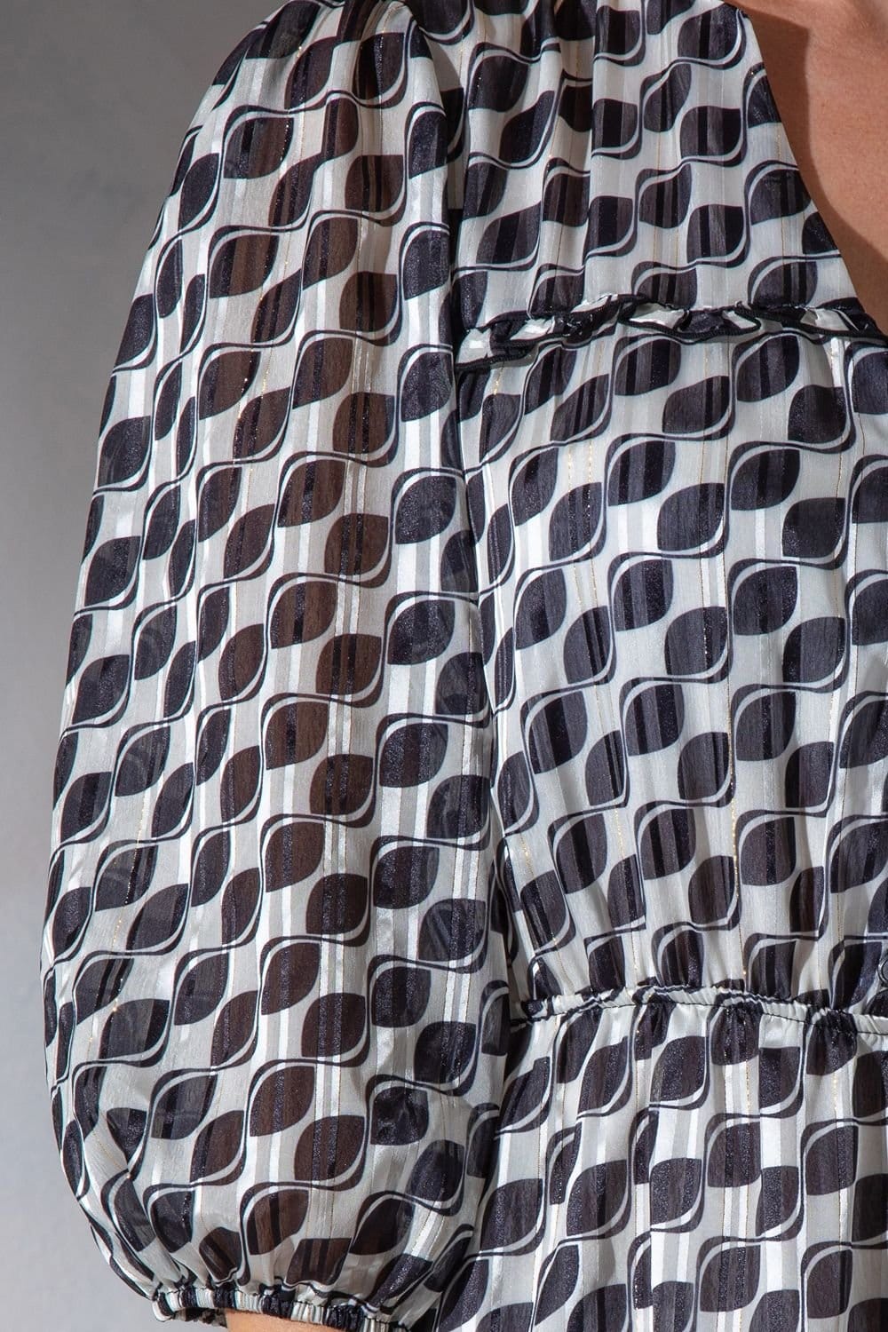 Klass. Klass. Women's Printed Chiffon Midi Dress in Black - 4