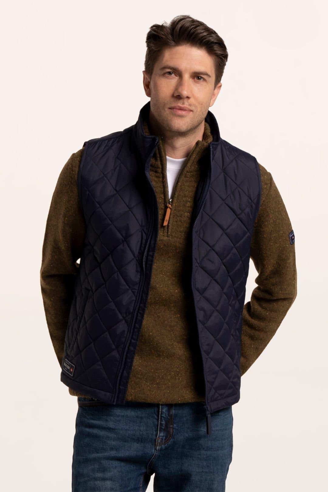 Brakeburn Brakeburn Men's Bayswater Bomber Rib Collar Gilet in Navy