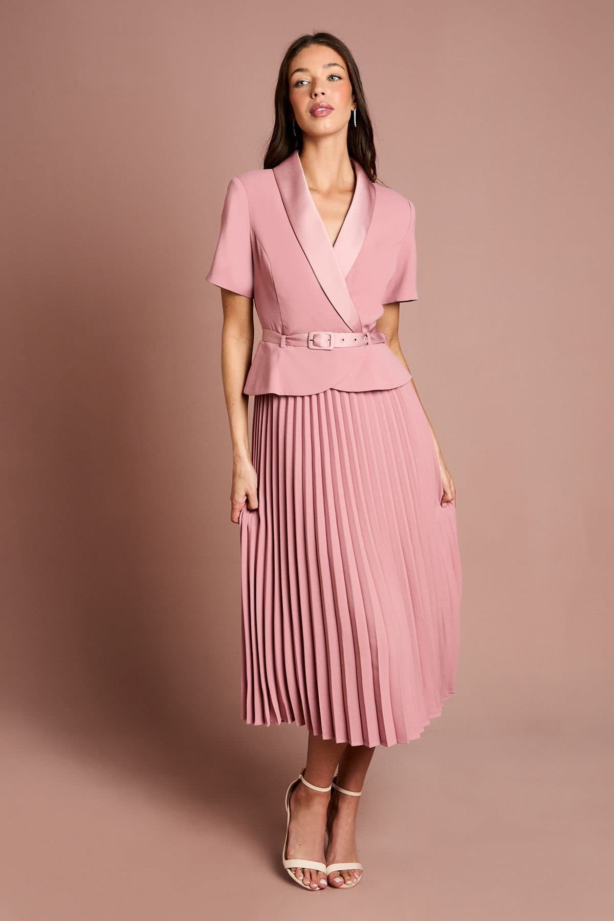 Coast Coast Women's 2 in 1 Dress With Pleated Skirt in Antique Rose