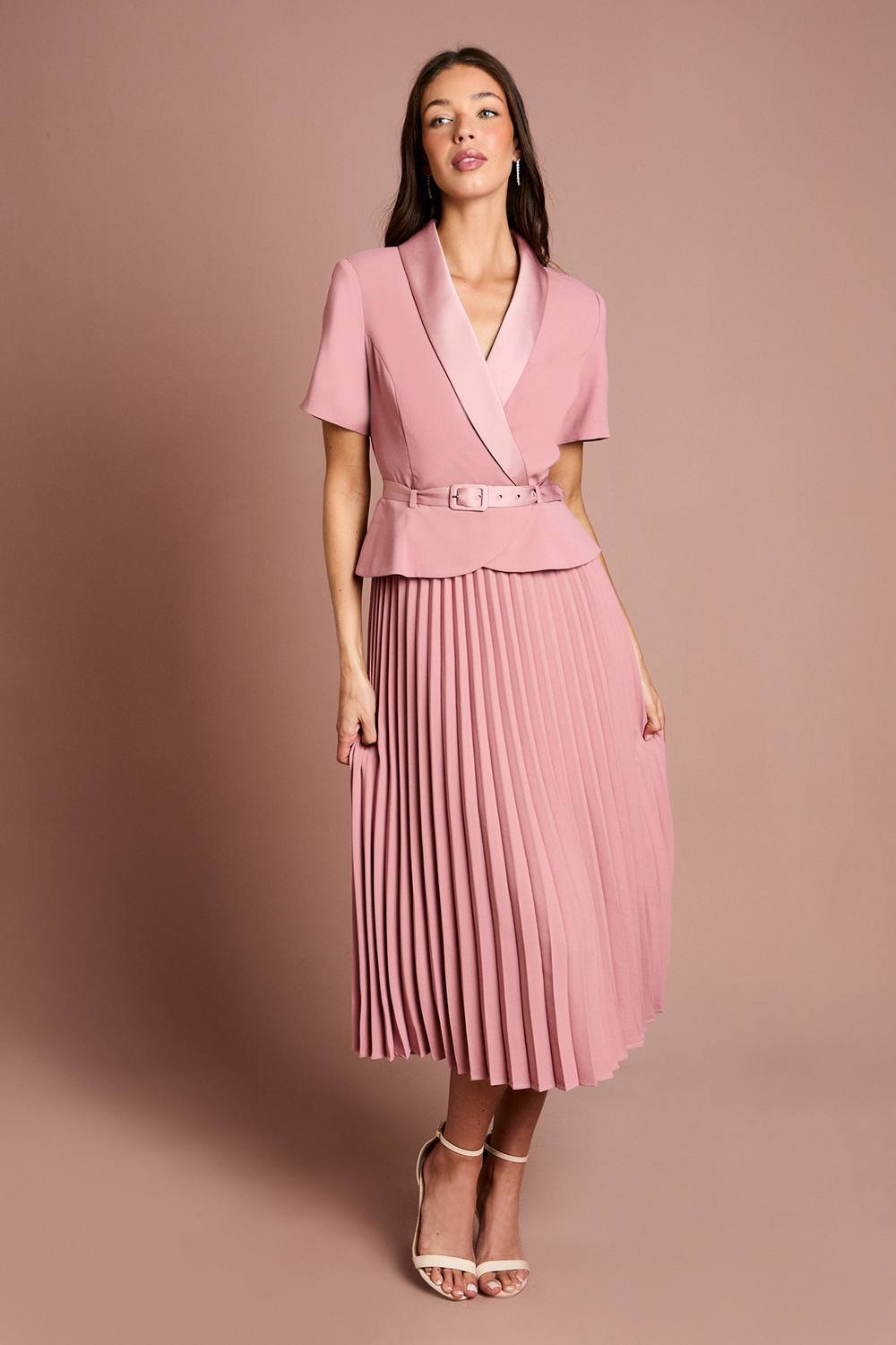 Coast Coast Women's 2 in 1 Dress With Pleated Skirt in Antique Rose - 2